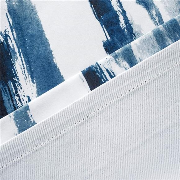 Paint Brush Watercolor Stripe Pattern Thermal Insulated Blackout Window Curtain - Picture 2 of 4